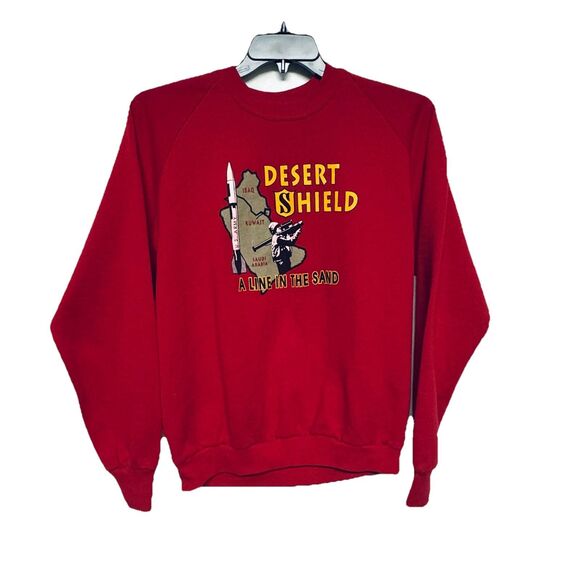 Vintage Desert Shield A Line in the Sand Sweatshirt U.S. Army Red XL Jerzees USA - Picture 1 of 4